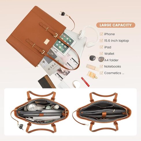 14-Inch Laptop Bag for Women, Professional Computer Bags - Laptop Purse with Padded Compartment - Fit Under Airplane Seat (Black) in Saudi Arabia