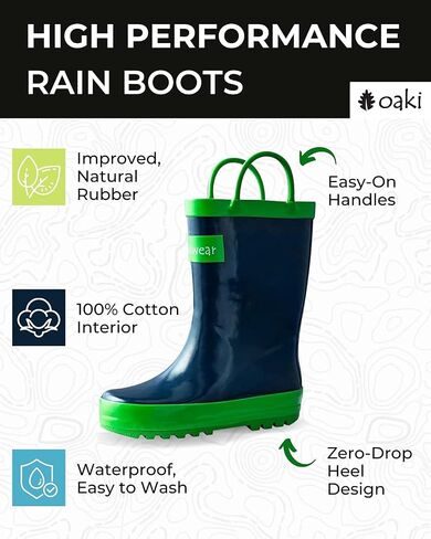 OAKI Kids and Toddlers Rubber Rain Boots with Easy-On Handles in Saudi Arabia