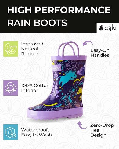 OAKI Kids and Toddlers Rubber Rain Boots with Easy-On Handles in Saudi Arabia