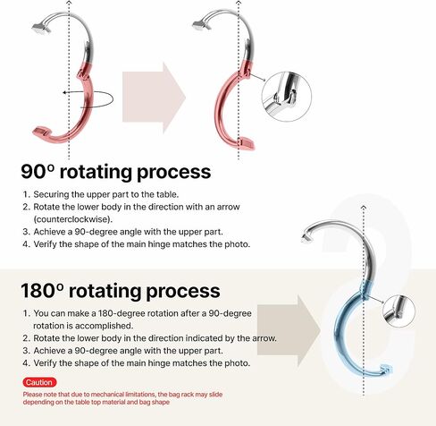 علاقة خطاف محفظة iHELIA للطاولة (التوقيع) - حامل حقيبة ممتاز مع تصميم وظيفة قابل للدوران 90 و180 درجة (ذهبي شامبانيا) in Kuwait