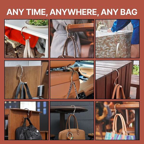 علاقة خطاف محفظة iHELIA للطاولة (التوقيع) - حامل حقيبة ممتاز مع تصميم وظيفة قابل للدوران 90 و180 درجة (ذهبي شامبانيا) in Kuwait