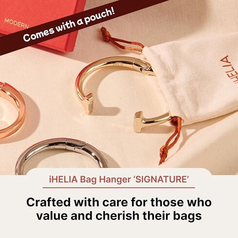 علاقة خطاف محفظة iHELIA للطاولة (التوقيع) - حامل حقيبة ممتاز مع تصميم وظيفة قابل للدوران 90 و180 درجة (ذهبي شامبانيا) in Kuwait