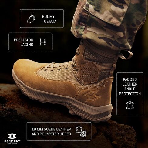 أحذية GARMONT T8 Falcon القتالية التكتيكية للرجال والنساء، عسكرية، جيش، القوات الجوية، أحذية متوافقة مع AR670-1، جلد سويدي، خفيفة الوزن وقابلة للتنفس in Kuwait