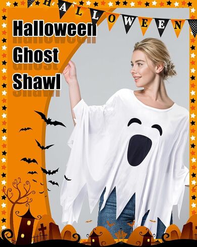 5 Pcs Halloween Ghost Poncho for Adult Tie Dye Poncho Halloween Costume for Men Women, 53'' in Saudi Arabia
