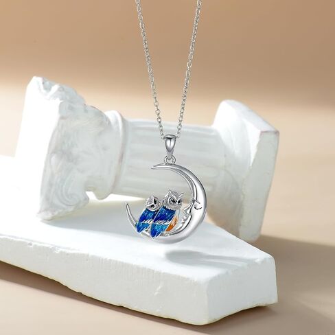 S925 Sterling Silver Owl/Elephant/Dolphin Mother Daughter Necklace for Women Cute Animal Pendant Necklace for Mother's Day in Kuwait