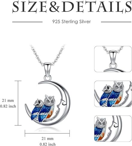 S925 Sterling Silver Owl/Elephant/Dolphin Mother Daughter Necklace for Women Cute Animal Pendant Necklace for Mother's Day in Kuwait