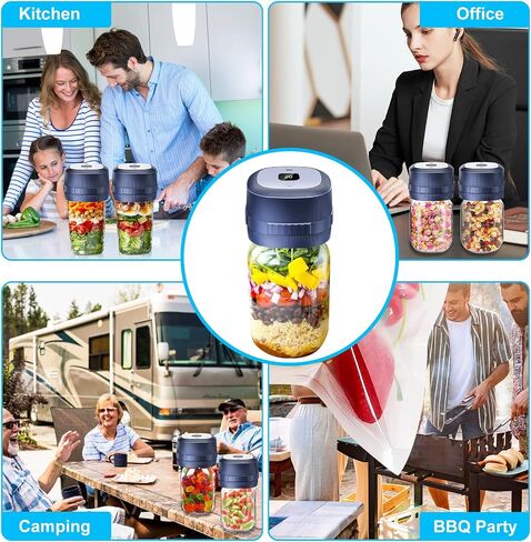 Electric Mason Jar Vacuum Sealer, ForzenWind 85Kpa Strong Suction Mason Jar Sealer for Wide & Regular Mouth Mason Jars, 3 in 1 Jar Vacuum Sealer for Mason Jars (Black) in Saudi Arabia