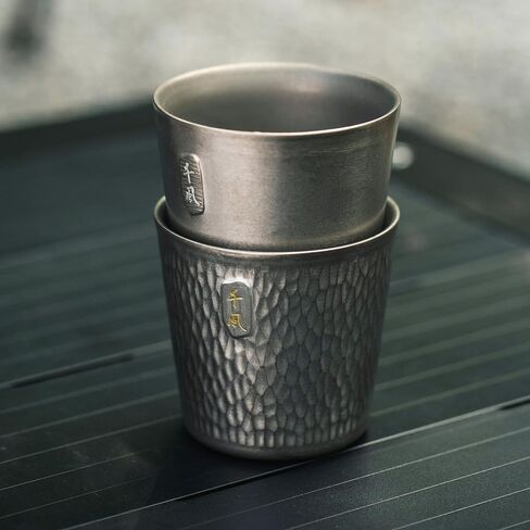 Thous Winds Double Wall Titanium Mug, Thickened 300ml Camping Cup, Anti-scald Camping Coffee Water Mug for Outdoor Hiking Backpacking,10 oz, Bark Grain in Saudi Arabia