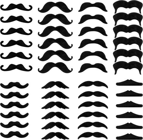 Fake Mustache 48 PCS, Fake Beard Colorful Fake Beard Self Adhesive Fake Mustaches Pirate Accessories Halloween Festival Party in Saudi Arabia