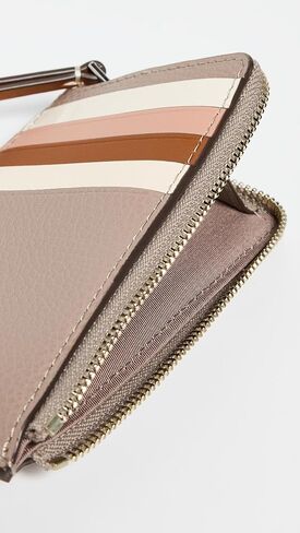 حافظة بطاقات بسحاب علوي مرصوف بالحصى من Tory Burch للسيدات، مالك الحزين الرمادي، أسمر ضارب للصفرة، مقاس واحد in Saudi Arabia