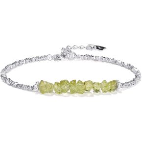 Peridot/Chakra/Tourmaline/Flower Bracelet 925 Sterling Silver Chips Bracelet with Healing Crystals Handmade Birthstones Women Jewelry Gifts