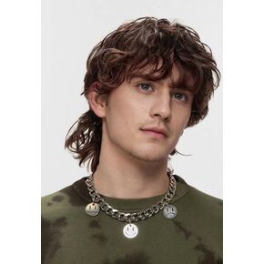Black Wigs for Men Short Curly Natural Layered Fluffy Wigs Side Part Synthetic Cosplay Wigs Halloween Cosplay Character 80s Costume Hair Wig