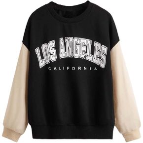 SOLY HUX Girl's Letter Print Sweatshirt Casual Long Sleeve Drop Shoulder Pullover Tops T Shirt