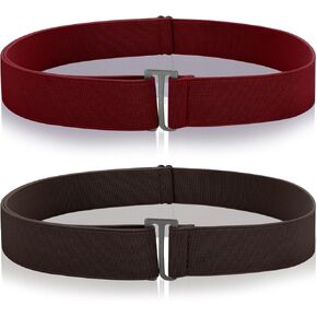 2PCS No Show Women's Stretch Belt Invisible No Show Invisible Belt Women Elastic Stretch Waist Belt With Flat Buckle