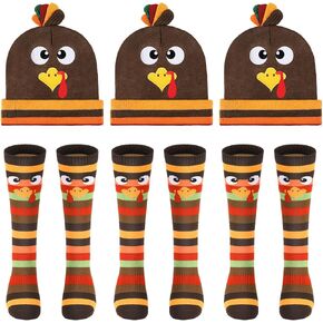 3 Set Turkey Trot Costume Turkey Hat Turkey Socks Thanksgiving Day Costume Turkey Beanie Hat for Women Man Kids in Saudi Arabia