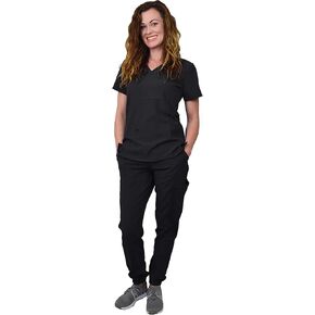 Green Town Scrubs for Women Scrub Set - Jogger Pant and V-Neck Top, 6 Pockets