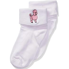 White Sock Hop Socks with Pink Poodle Design - Adult Size - Ideal for Everyday Wear