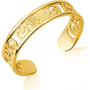 Claddagh Gold 10K and 14K Yellow Gold Women's Bohemian Chic Filigree Toe Ring