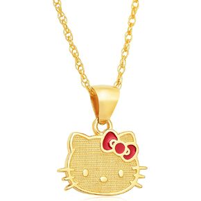 Hello Kitty Sanrio Womens Gold Necklace 18" Official License, 10k Gold Pendant Necklace