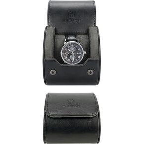 Watch Travel Case for Men: 3 Slot Watch Box Organizer Display Case - Portable Watch Storage & Travel Case - Watch Roll Fits All Wrist Watches & Smart Watches Up to 50mm (Black)
