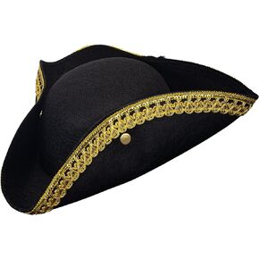 قبعة Dress Up America Tricorn للبالغين - قبعة استعمارية تاريخية للرجال - أسود - مقاس واحد in Kuwait
