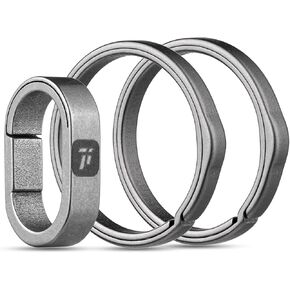 FEGVE Titanium Mini Quick Release Keychain Rings with 2 Side Pushing Key Chain Rings, Mini Carabiner Split Keyring Dog Tag Ring for Connecting Home Keys