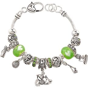 Rosemarie Collections Women's Starfish Seahorse Turtle Glass Bead Beach Charm Bracelet, 7"
