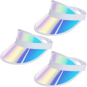3 Pack Sun Visor Hats Women Men Clear Colored Plastic Tennis Beach Sport Cap Adjustable Golf Sunhat Headwear