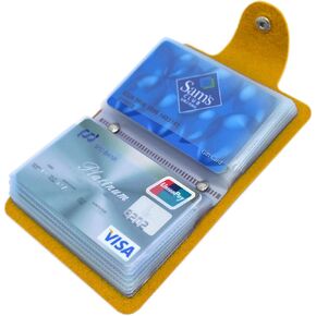 Soft Leather Credit Card Holder for Men & Women Bank Card Case with 24 Durable Plastic Insert Slots Slim Pocket Wallet ID Card Organiser Business Card Case Purse (Black)