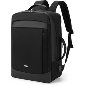 HOMIEE 30L Travel Laptop Backpack for Men Women, 15.6 Inch Expandable Backpack with USB Charging Port, Water Resistant Business Work College Bag, Black