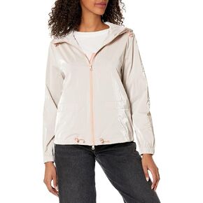 Armani Exchange Women's Colorblocked Laminated Hooded Windbreaker Jacket