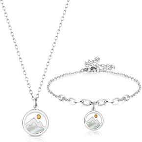 Yinkin 2 Pcs Mustard Seed Necklace Bracelet Jewelry for Women Christian Gifts Stainless Steel Jewelry with Box