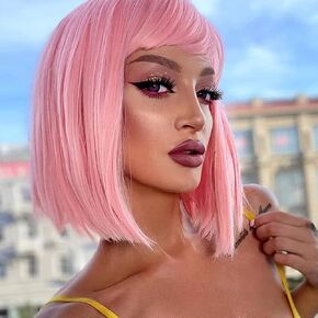 Netgo Blonde Wig with Bangs, Long Straight Ash Blonde Wig for Women, 27 Inch Heat Resistant Synthetic Women Hair Wigs for Cosplay Party Halloween