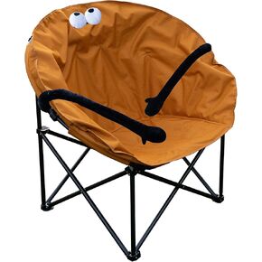 Folding Portable Moon Chair, Oversized Honey Ginger Saucer Lounge Mushroom Camping Bedroom Chairs with Padded Seats for Camping, Fishing, Beach, Picnics, Comfy Party (Khaki)