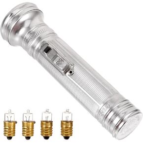 Veemoon Old Fashioned Flashlight, Vintage Style Led Flashlight Retro Silver Flashlight Portable Flashlight Simple Iron Flashlight Metal Flashlight, No Battery