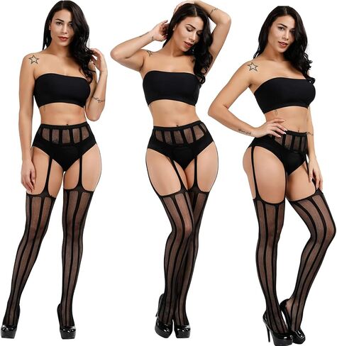 DRESHOW 6 Pack Fishnet Garter Belt Stocking Suspender Pantyhose Tights Thigh High Pantyhose in Saudi Arabia