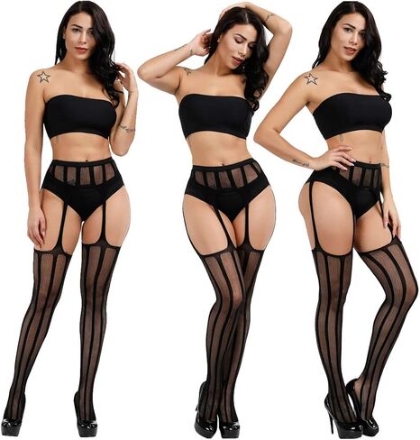 DRESHOW 6 Pack Fishnet Garter Belt Stocking Suspender Pantyhose Tights Thigh High Pantyhose in Saudi Arabia