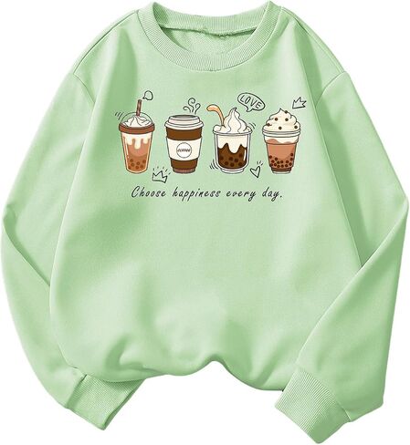 SOLY HUX Girl's Cute Graphic Crew Neck Sweatshirt Long Sleeve Pullover Tops T Shirt in Saudi Arabia