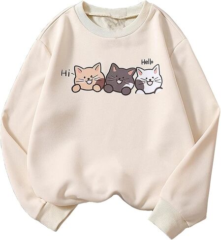 SOLY HUX Girl's Cute Graphic Crew Neck Sweatshirt Long Sleeve Pullover Tops T Shirt in Saudi Arabia