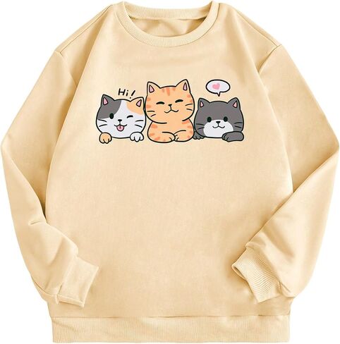 SOLY HUX Girl's Cute Graphic Crew Neck Sweatshirt Long Sleeve Pullover Tops T Shirt in Saudi Arabia
