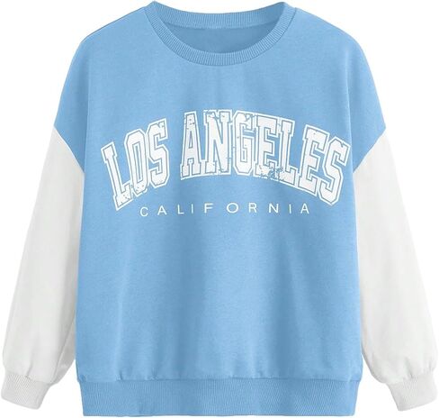 SOLY HUX Girl's Letter Print Sweatshirt Casual Long Sleeve Drop Shoulder Pullover Tops T Shirt in Saudi Arabia