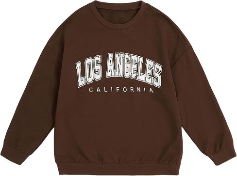 SOLY HUX Girl's Letter Print Sweatshirt Casual Long Sleeve Drop Shoulder Pullover Tops T Shirt in Saudi Arabia