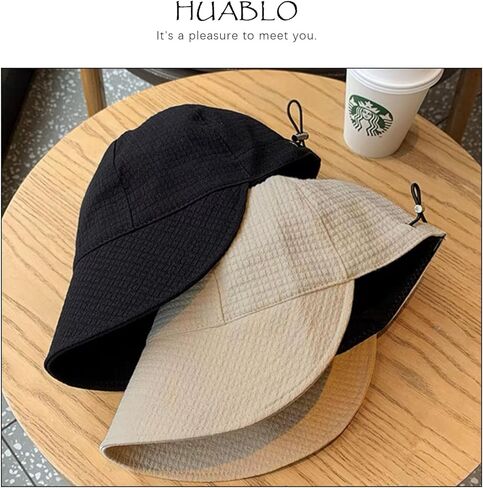 huablo] قبعة دلو نسائية واسعة الحواف، قبعات حماية من الأشعة فوق البنفسجية للمشي لمسافات طويلة وصيد الأسماك، مناسبة لجميع المواسم HFGe in Kuwait