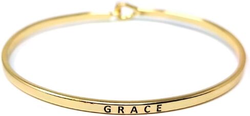 by you Inspirational Positive Message Engraved Thin Cuff Bangle Hook Bracelet in Saudi Arabia