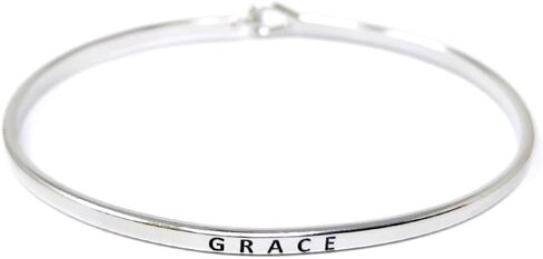 by you Inspirational Positive Message Engraved Thin Cuff Bangle Hook Bracelet in Saudi Arabia
