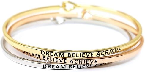 by you Inspirational Positive Message Engraved Thin Cuff Bangle Hook Bracelet in Saudi Arabia