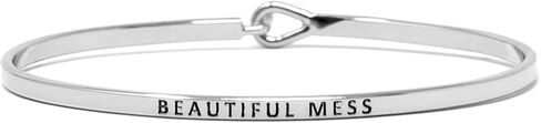 by you Inspirational Positive Message Engraved Thin Cuff Bangle Hook Bracelet in Saudi Arabia