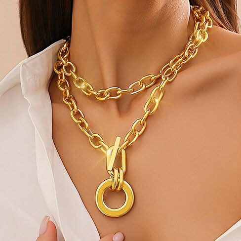 قلادات جوفونو مكتنزة ذات طبقات وسلسلة إكسسوارات قلادة سميكة للنساء in Kuwait