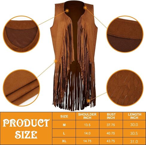 Women Tassel Fringe Vest 70s Hippie Faux Suede Sleeveless Jacket Outfits with Cowboy Hat and Heart-Shaped Sunglasses in Saudi Arabia