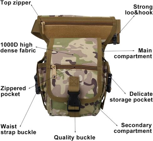VGEBY Hunting Leg Pouch, Camouflage Drop Leg Thigh Packs Tactical Waist Pouch Satchel for Motorcycle Hunting Riding Sports Bag Supplies in Saudi Arabia